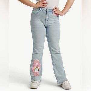 Justice Girls Size 14 Jeans Care Bear Collab Light Blue Denim With Cheer Bear